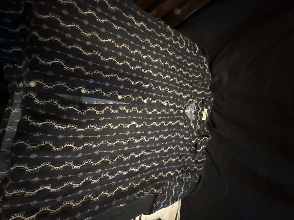 Pierre Cardin Black and White Geometric Print Button-Up Shirt Size L